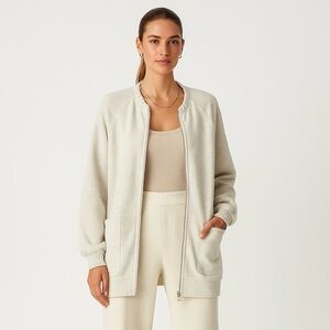 Varley Neutral Evelyn Jacket XS Off-White Heathered Full Zip Oversized